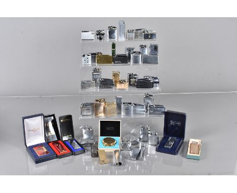 A large collection of approximate 50 lighters, to include a Ronson Whirlwind, Ronson Varaflame, Arthur Bertrand enamel in the