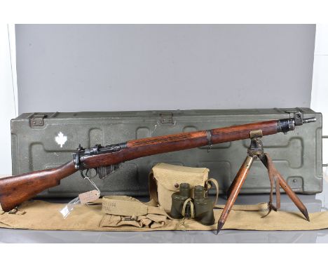 A Deactivated WWII Canadian Long Branch .303 bolt action sniper rifle, serial 35L4570, dated 1943, complete with WWI E.R.Watt