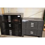 LOT OF 2 BLUE PRINT CABINETS, (1) MAYLINE, 15 DRAWER, (1) 10 DRAWER