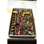FLAT OF VARIOUS DRILL BITS, HAMMER DRILL BITS, AND THREADING BITS