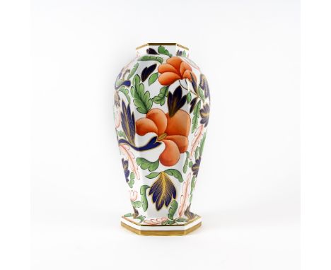 Royal Worcester vase painted with imari leaves, signed F. Serra, 35cm high, and a Royal Worcester porcelain model of Blue Tit