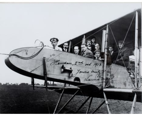 Photographic print "The first Airbus to carry ten", depicting a Grahame-White Biplane, inscribed to the bottom The Grahame-Wh