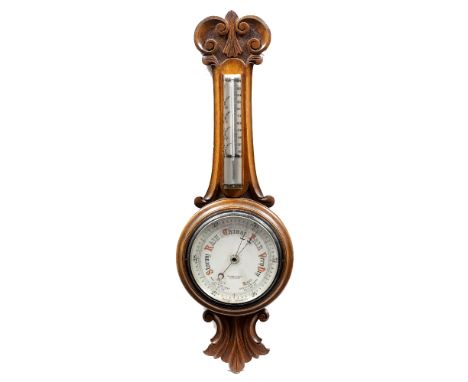 Oak barometer 19th Century, retailed by Swinden &amp; Sons of Birmingham, 84cm 