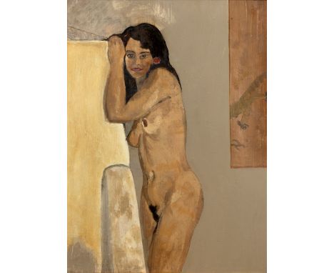 20th Century English School Portrait of a nude lady, oil on canvas, with back stamp to back "Reitlinger Estate", framed,  58.