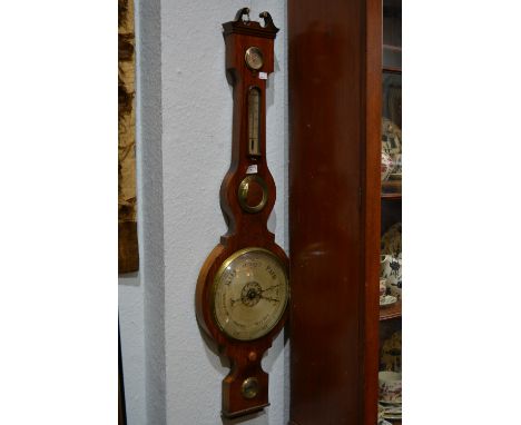19th Century wall barometerwith a thermometer, butlers mirror etc&nbsp;