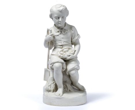 Parian model after J Durham 1872 Copeland entitled 'On the seashore', 46cm high