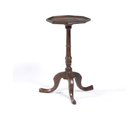 Yew wood small wine table 19th Century, with hexagonal top and tripod base, 31cm across x 59.5cm high