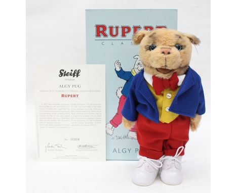 Steiff: A boxed Steiff, Rupert Classic, Algy Pug, Limited Edition 868/1500, EAN 653582, light brown, approx. 30cm, complete w