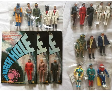 Action Figures: A collection of assorted action figures by Mego, Mattel, Palitoy, Hasbro, including Black Hole, Battlestar Ga