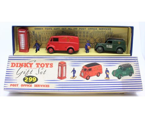 Dinky: A boxed, Dinky Toys, Gift Set, No. 299, Post Office Services, complete, within blue and white striped box.