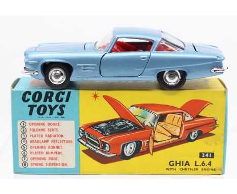 Corgi: A boxed, Corgi Toys, Ghia L6.4 with Chrysler Engine, 241, metallic blue body with red interior, slight paint chips, sl