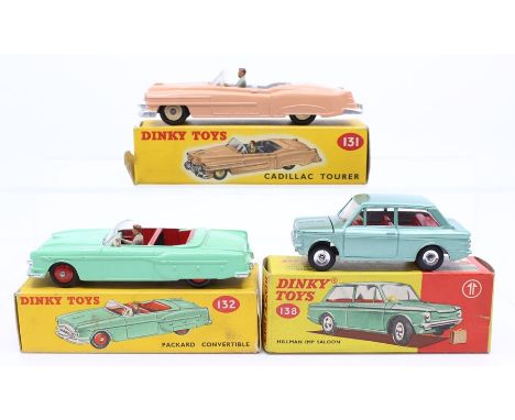 Dinky: A collection of three boxed Dinky Toys, to comprise: Cadillac Eldorado Tourer, 131, salmon body, one box flap torn; Pa