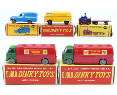 Dinky: A collection of five boxed Dublo Dinky Toys, to comprise: Commer Van, 063, blue; Volkswagen Delivery Van with Windows,