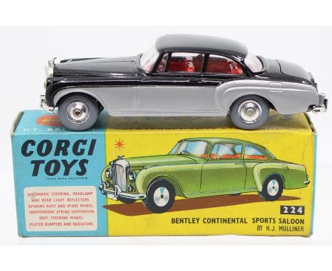 Corgi: A boxed, Corgi Toys, Bentley Continental Sports Saloon, by H.J. Mulliner, No. 224, grey and black two-tone body, box s