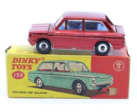 Dinky: A boxed Dinky Toys, Hillman Imp Saloon, 138, maroon body, slight paint chips to vehicle.