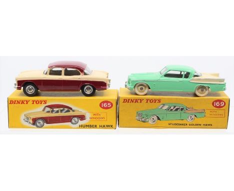 Dinky: A boxed Dinky Toys, Humber Hawk, 165, two-tone maroon and cream body, vehicle appears good, box slightly torn; togethe