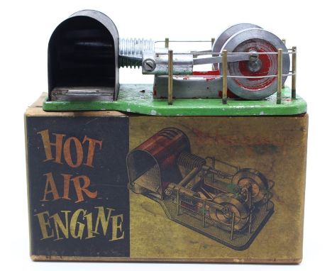 Live Steam: A boxed, Davies Charlton Ltd, Hot Air Engine, paint flaking but the engine appears complete.