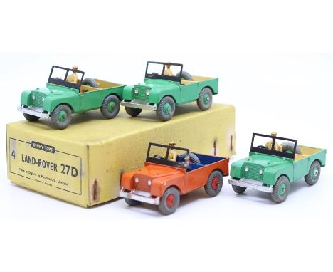 Dinky: A trade box, Dinky Toys, comprising four, 27D, Land-Rover, three examples in green, one example in orange, vehicles ha