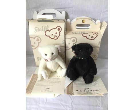 Steiff limited edition &nbsp;Bears, Jack, the Rare Black Alpaca Bear and Jill, both 26cm, 2007/8. As new with certificates an