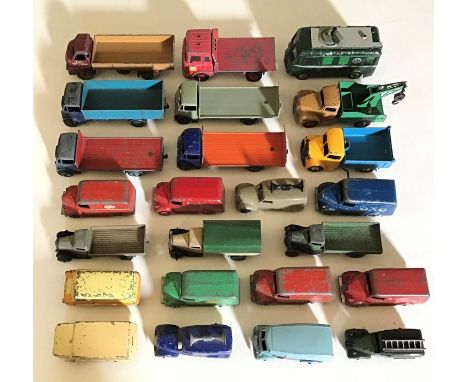 Dinky collection of playworn commercial vehicles.