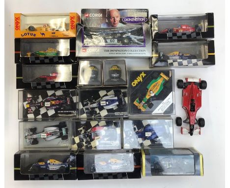 Formula one cars by Minichamps, onyx, corgi. Includes Mercedes 2010 show car with Michael Schumaker, Red Bull 2011 with Sebas