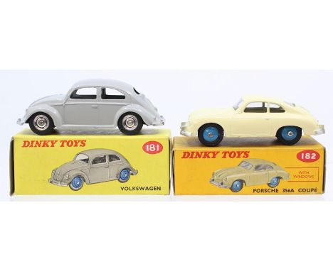 Dinky: A boxed Dinky Toys, 181, Volkswagen, grey body, box appears good; together with a boxed, Dinky Toys, 182, Porsche 356A