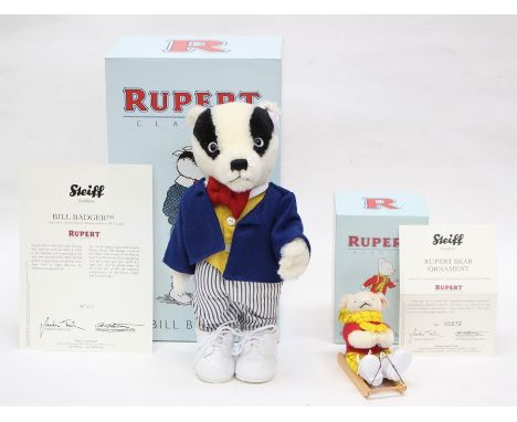 Steiff: A boxed Steiff, Rupert Classic, Bill Badger. Limited Edition 470/1500, EAN 653636, white, approx. 28cm, complete with