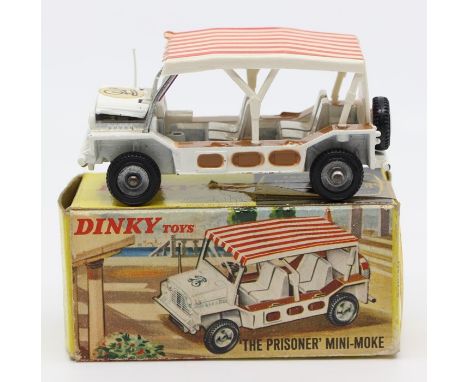 Dinky: A boxed Dinky Toys, Mini-Moke, 'The Prisoner', 106, missing rear spare wheel cover, white vehicle.