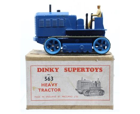 Dinky: A boxed, Dinky Supertoys, Heavy Tractor, 563, blue body, slight paint chips, label slightly torn, otherwise good.