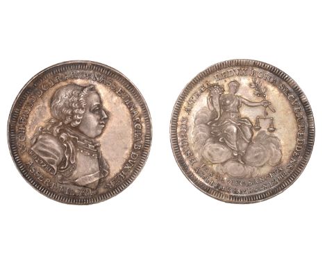 NETHERLANDS, Treaty of Aix-la-Chappelle, 1748, a silver medal by M. Holtzhey, armoured bust of William IV of Orange-Nassau ri