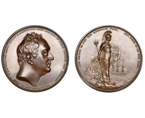 Duke of Clarence Appointed Lord High Admiral, 1827, a copper medal by J. Henning, bare head right, rev. Britannia walking rig