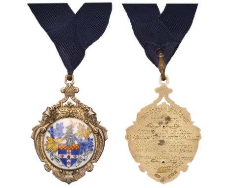 Hampstead, a gilt-silver and enamel Past Mayor’s Badge by Fattorini, arms, rev. named (Lt. Col. H. Ashley Scarlett D.S.O., J.