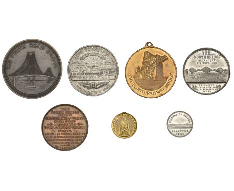 Opening of the Blantyre Suspension Bridge, 1853, a white metal medalet, unsigned, 20mm (E 1477); Opening of the Second Tay Br