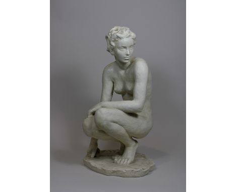 Porzellanfigur, Rosenthal, Fritz Klimsch (1870-1960), wohl Mitte 20. Jh., Die Hockende, Künstler-Signatur auf Sockel, H.: ca.