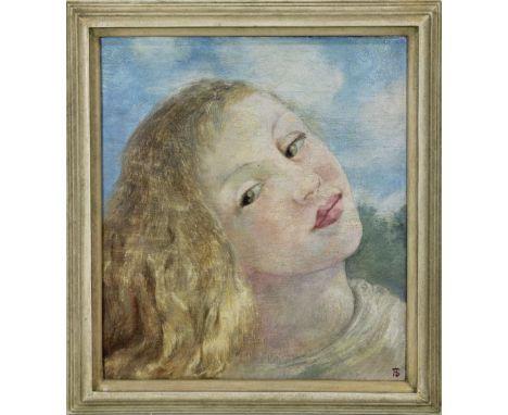 Portrait einer jungen Frau, Öl a. Lwd., wohl 19. Jh., legiert, monogr. A.S., Maße gerahmt: ca. 34 x 30,5 cm, Craquelee, alter