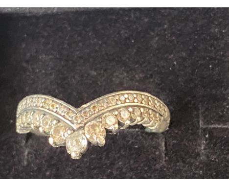 Pandora wish bone ring set with white stones 