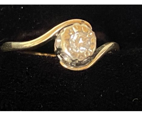 9ct Gold diamond solitaire ring Size O