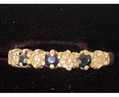 9ct gold ring set with sapphire &amp; diamonds Size K