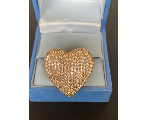 Silver large heart ring 