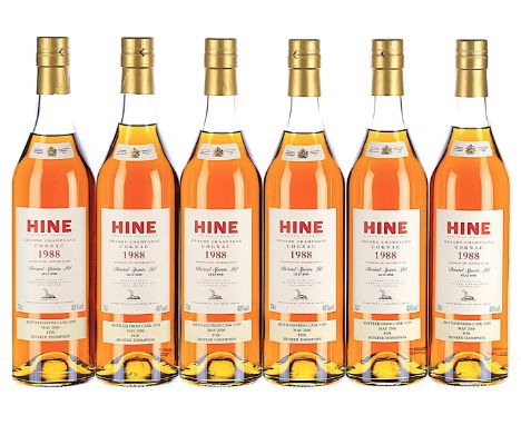 1988 Hine, Vintage Early Landed, Cognac  6x70cl   Landed in 1990, bottled in 2006, private strip label states "Bottled from c