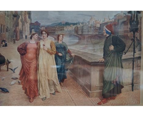 Early print titled the meeting of Dante and Beatrix 