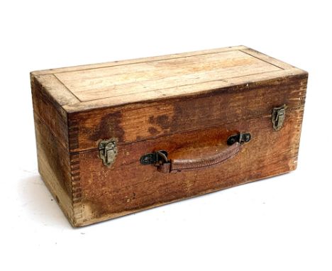 A vintage wooden box, sections to interior, 45cmW 