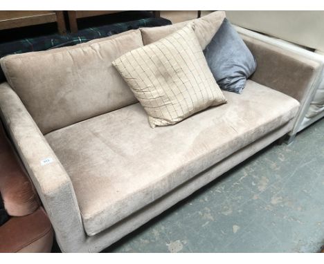 A smart contemporary two seater sofa, in an oatmeal coloured fabric, 171cmW 92cmD 