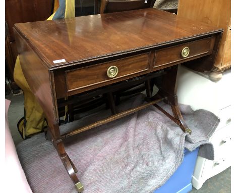 A mahogany sofa table, 20th century, af, 92cmW