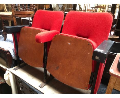 A pair of vintage cinema seats, 121cmW 