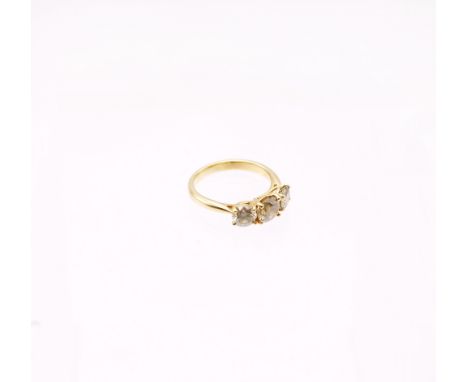 A diamond and 18ct gold trilogy ring, comprising three round brilliant cut diamonds, total diamond weight approx 2.10carats, 