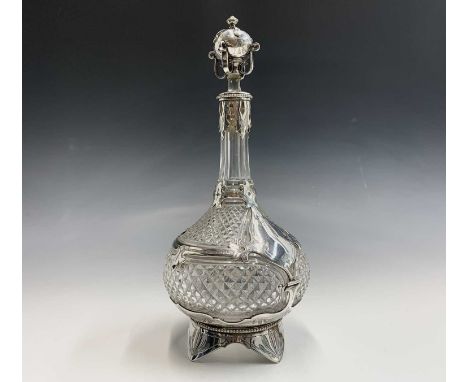 A fine Victorian silver plated and cut glass decanter 
