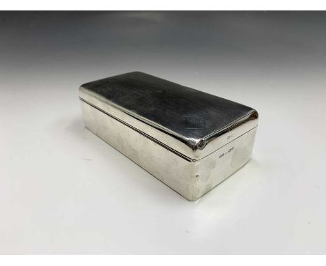 An engine turned large silver cigarette box by Wilmot Manufacturing Co Birmingham 1923