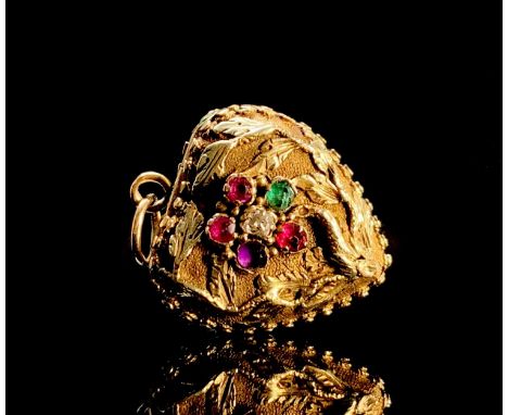 An early to mid 19th century gold, heart shaped 'regard' locket, 17mm.Condition report: Weight 4.9gm. Un-hallmarked, likely t