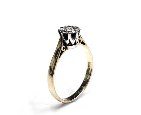 An 18ct gold solitaire diamond ring.L1/2-M leading edgeCondition report: The ring weights 2.7g.